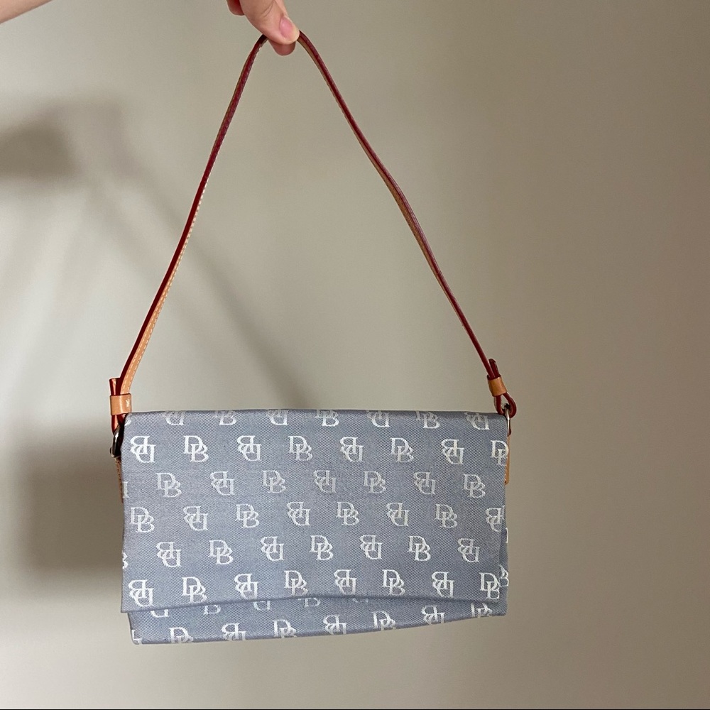 Vintage Dooney & Bourke Monogram Flap Baguette